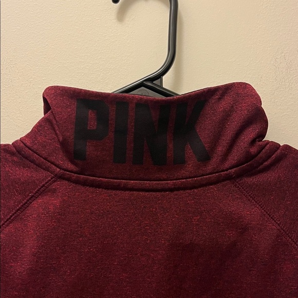 PINK Victoria's Secret Pink Maroon Pullover half zipper size large - Picture 7 of 9